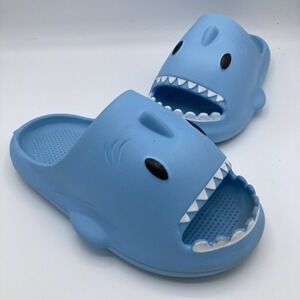 Shark Slide Slippers Sandals Non-Slip Cloud Light Blue DECIBEL Unisex Sz 1